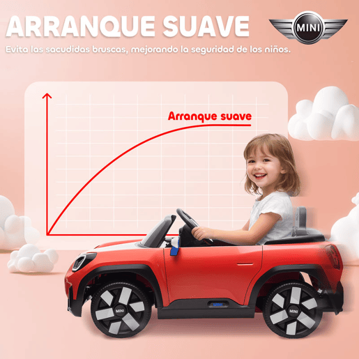 AIYAPLAY Carro Elétrico para Crianças acima de 3 Anos MINI Concept Aceman Carro a Bateria 12V com Bluetooth Controlo Remoto 2,4G Motor Duplo Suspensão Traseira Faróis Música USB 109x63x46 cm Vermelho