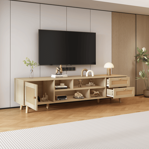 Móvel de TV 160 cm de painel de partículas com 1 porta e 2 gavetas,carvalho Móvel de TV 160 cm de painel de partículas com 1 porta e 2 gavetas,carvalho