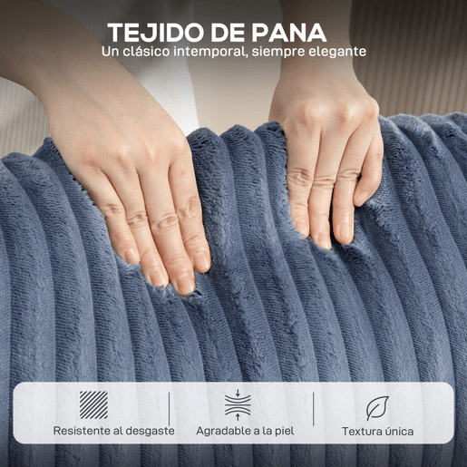 HOMCOM Poltrona Relax Reclinável Poltrona Reclinável Manual Estofada em Veludo Instalação Rápida Apoio para Pés Acolchoamento Grosso Para Sala de Estar Quarto Escritório 73x86x100 cm Azul Escuro