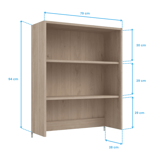 Estante extensível Veltis, estante superior, módulo de prateleira compatível com estante média, carvalho japonês 79x96x28 cm Estante extensível Veltis, estante superior, módulo de prateleira compatível com estante média, carvalho japonês 79x96x28 cm