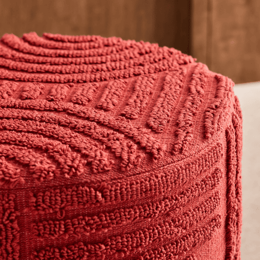 Pufe redondo boucle tufado, Nuba, Terracota, 43x43x37 cm