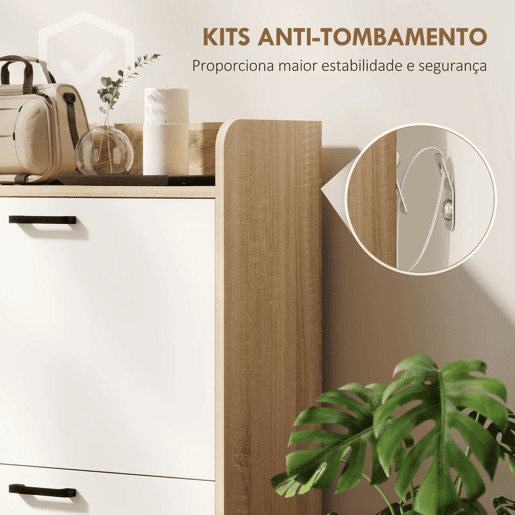 HOMCOM Sapateira Estreita 2 Portas Sapateira para Entrada Corredor com 3 Prateleiras Laterais e Prateleiras Ajustáveis para 15 Pares de Sapatos Para Corredor Espaço Reduzido 83x24x90,5 cm Madeira e Branco HOMCOM Sapateira Estreita 2 Portas Sapateira para Entrada Corredor com 3 Prateleiras Laterais e Prateleiras Ajustáveis para 15 Pares de Sapatos Para Corredor Espaço Reduzido 83x24x90,5 cm Madeira e Branco