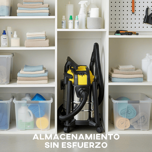 HOMCOM Aspirador Seco e Húmido 3 em 1 1200W com Função de Soprador Mangueira 2 m Depósito Inoxidável 20L Triplo Filtro Bocal para Pisos e Fendas 48x48x48,5 cm Amarelo