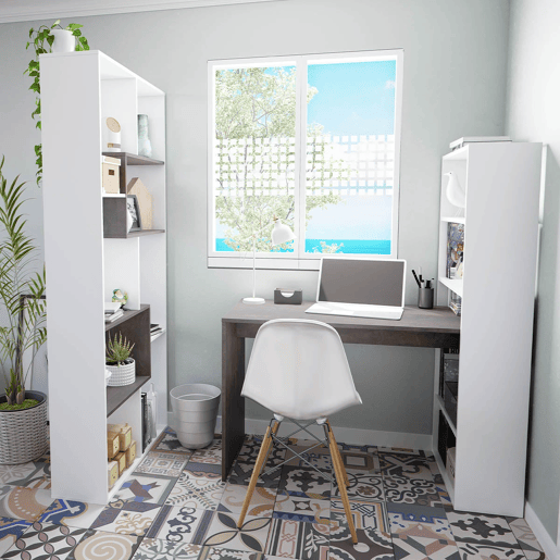 Estante Kawa em branco artik e óxido 180x80x25 cm Estante Kawa em branco artik e óxido 180x80x25 cm
