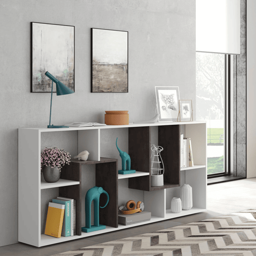 Estante Kawa em branco artik e óxido 180x80x25 cm Estante Kawa em branco artik e óxido 180x80x25 cm