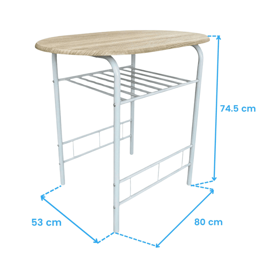 Conjunto de mesa de cozinha Butterfly com 2 cadeiras, mesa fixa, melamina branca e carvalho Sonoma