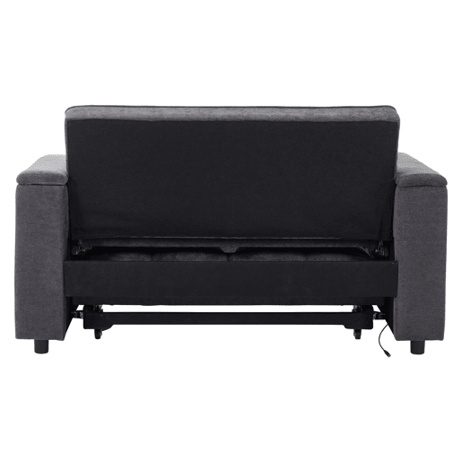 Sofá-cama 140,5 x 74 x 82 cm - 3 em 1, com encosto ajustável, USB, mesa oculta, porta-copos - Cinza