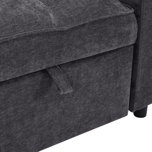 Sofá-cama 140,5 x 74 x 82 cm - 3 em 1, com encosto ajustável, USB, mesa oculta, porta-copos - Cinza