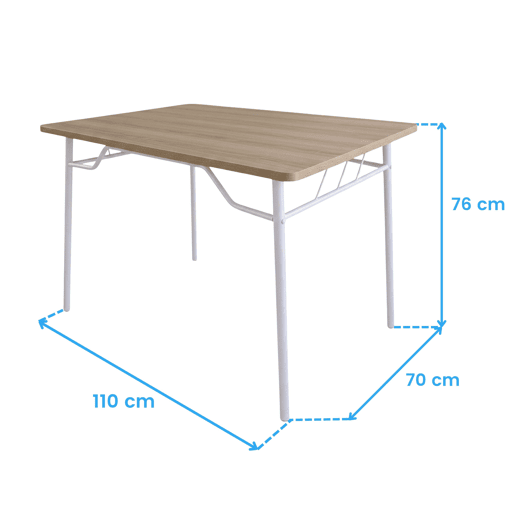 Conjunto de mesa de cozinha com 4 cadeiras, conjunto de jantar para cozinha, melamina branca e carvalho Sonoma