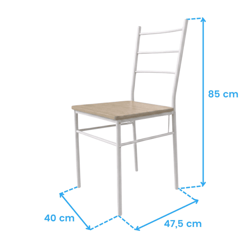 Conjunto de mesa de cozinha com 4 cadeiras, conjunto de jantar para cozinha, melamina branca e carvalho Sonoma