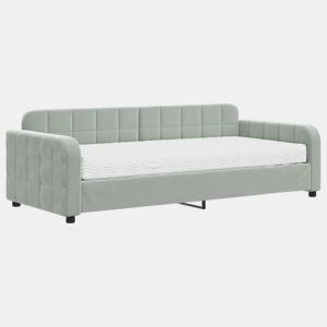 Sofá-cama, Sofá conversível com colchão 90x200 cm veludo cinzento-claro
