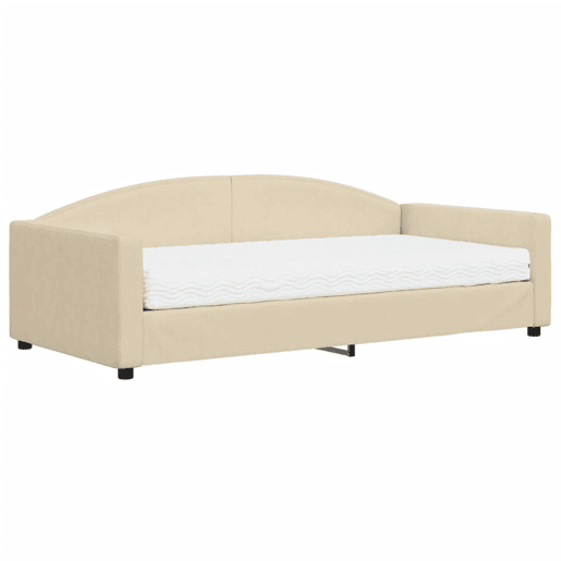 Sofá-cama, Sofá conversível com colchão 100x200 cm tecido cor creme