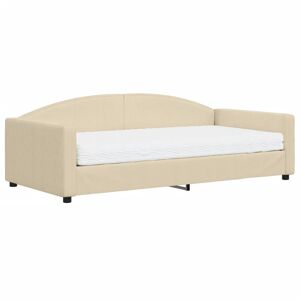 Sofá-cama, Sofá conversível com colchão 100x200 cm tecido cor creme