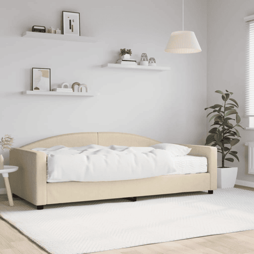 Sofá-cama, Sofá conversível com colchão 100x200 cm tecido cor creme