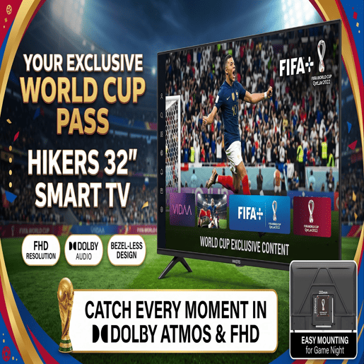 Hikers 32FZ-B Televisões Smart TV - Ecrã 32 Polegadas Resolução Smart HD 1366*768 Compatível Android Calidad Qualidade Som Dolby Atmos - Preto