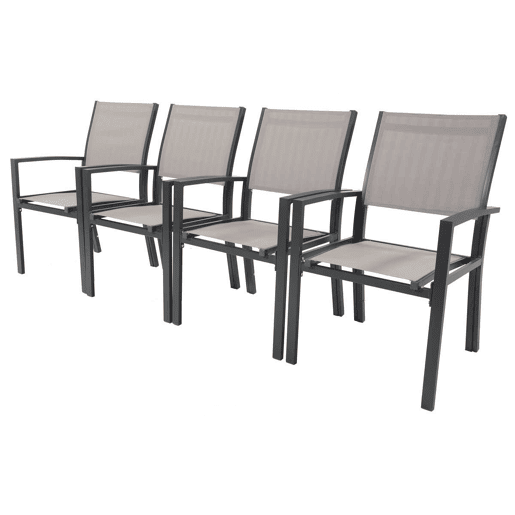 Poltrona para jardim em alumínio Textilene Tropic - Phoenix - Cinza escura