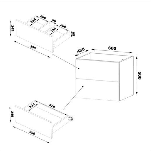 Móvel de toucador Tao Cachemire com tampo de 60cm Móvel de toucador Tao Cachemire com tampo de 60cm