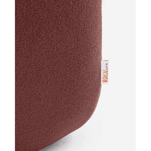 Sofá de canto modular de 5 lugares com chaise longue, tecido bouclé na cor vermelho terracota Sofá de canto modular de 5 lugares com chaise longue, tecido bouclé na cor vermelho terracota