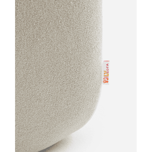 Sofá de canto modular de 4 lugares, tecido bouclé na cor bege creme