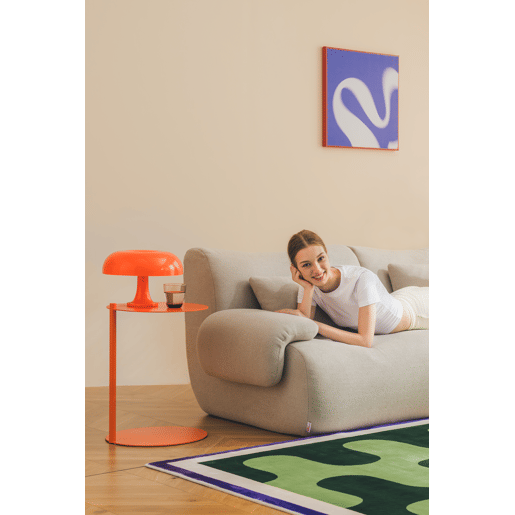 Sofá de canto modular de 5 lugares com chaise longue, tecido bouclé na cor bege pedra