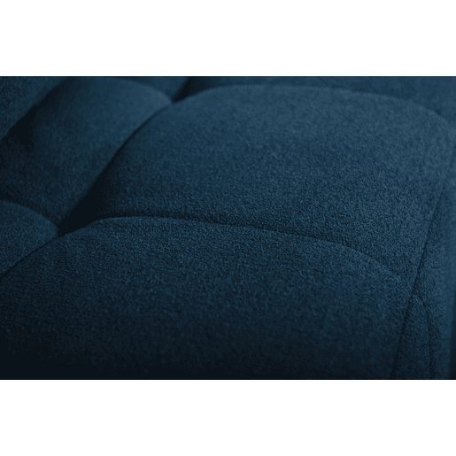 Sofá de canto modular de 4 lugares com chaise longue, tecido bouclé na cor azul profundo