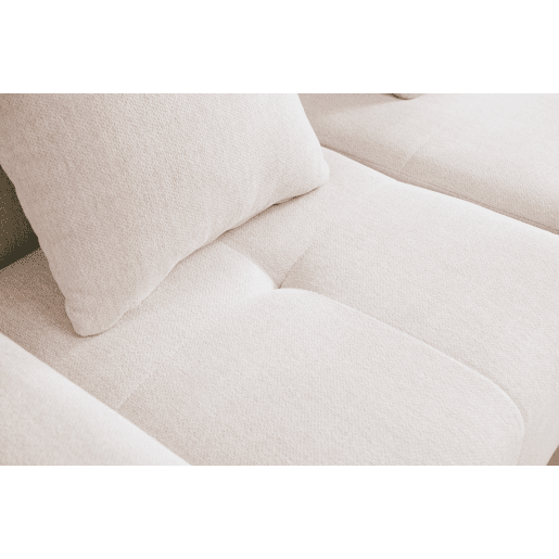 Sofá de canto modular de 5 lugares com chaise longue, tecido chenille na cor branco marfim Sofá de canto modular de 5 lugares com chaise longue, tecido chenille na cor branco marfim