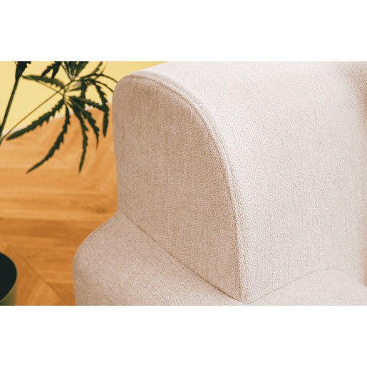 Sofá de canto modular de 5 lugares com chaise longue, tecido chenille na cor branco marfim Sofá de canto modular de 5 lugares com chaise longue, tecido chenille na cor branco marfim