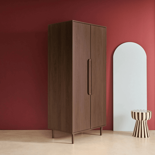 Guarda-roupa com efeito de madeira, 2 portas, Juliana, Madeira de nogueira, 80x55x180 cm