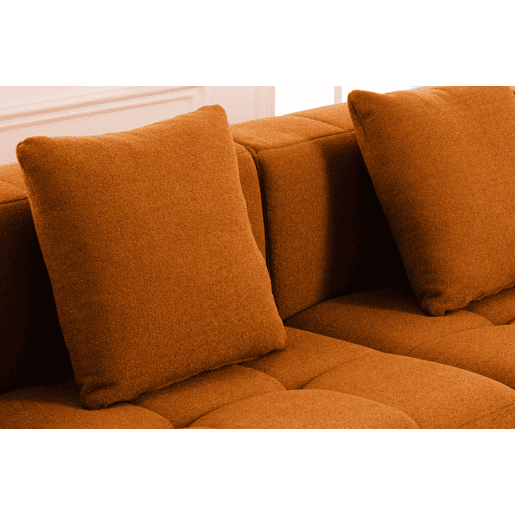 Sofá modular de 3 lugares com chaise longue, tecido bouclé na cor marrom canela Sofá modular de 3 lugares com chaise longue, tecido bouclé na cor marrom canela