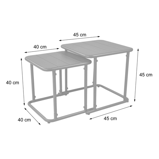 Mesa de ninho bistrô quadrada para exterior em aço, 45cm Antracite - 45x45x45 cm