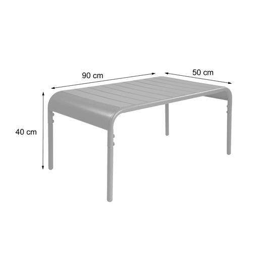 Mesa de centro de jardim bistrô quadrada em aço, 90cm, Amelia, Bege, 90x50x40 cm