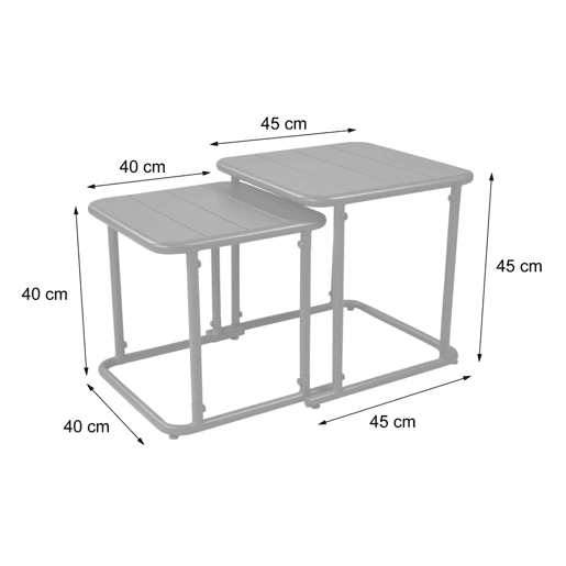 Mesa de ninho bistrô quadrada para exterior em aço, 45cm Verde caqui - 45x45x45 cm Mesa de ninho bistrô quadrada para exterior em aço, 45cm Verde caqui - 45x45x45 cm