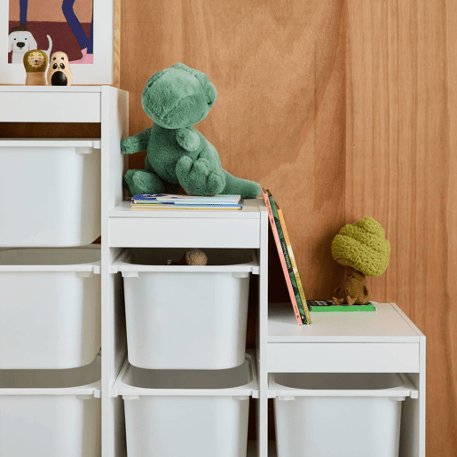 Móvel de armazenamento infantil escada 6 caixas de armazenamento Branco - 96x38.5x90 cm