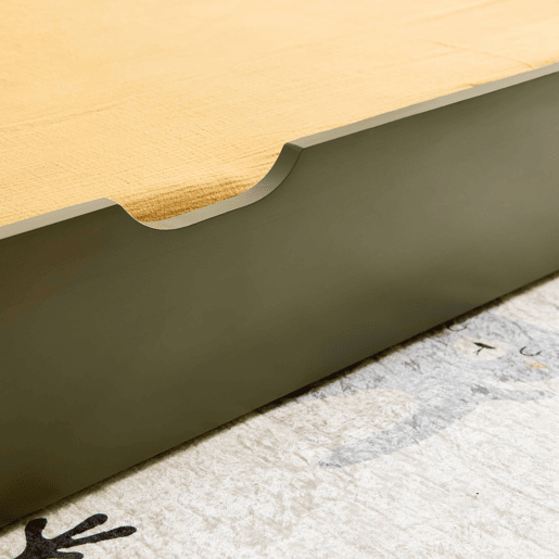 Gaveta da cama infantil Roya em madeira de pinho natural Verde - 190x94x19 cm