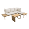 Conjunto de jardim com sofá modular em alumínio e acácia, 4 lugares Castanho - 140x68x65 cm