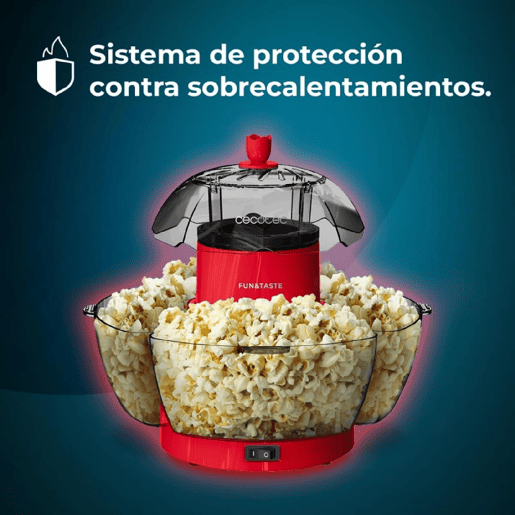 Cecotec Fun&Taste P'Corn Lotus Máquina de pipocas de 1200 W, Pipocas prontas em 2 minutos, inclui 4 recipientes amovíveis com uma capacidade total de 4,5 l.