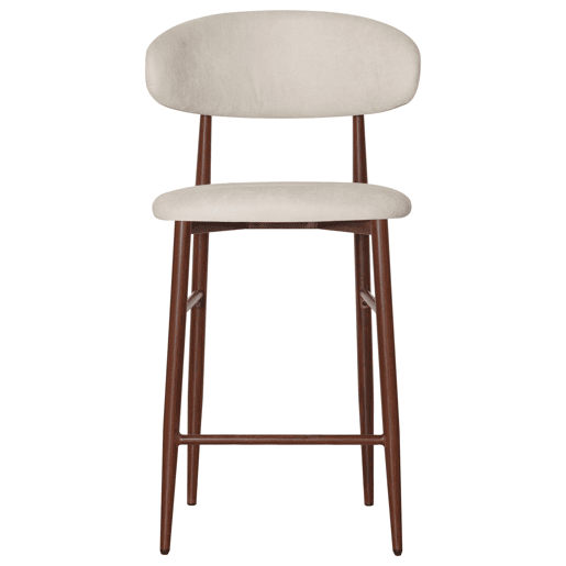 Conjunto de 2 bancos de bar em metal com efeito madeira bege e escura SIMON Conjunto de 2 bancos de bar em metal com efeito madeira bege e escura SIMON