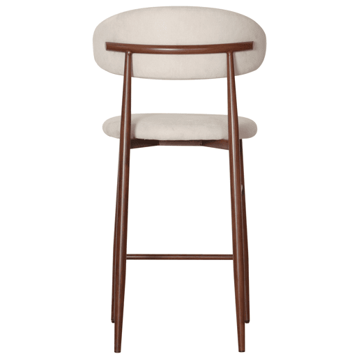 Conjunto de 2 bancos de bar em metal com efeito madeira bege e escura SIMON Conjunto de 2 bancos de bar em metal com efeito madeira bege e escura SIMON