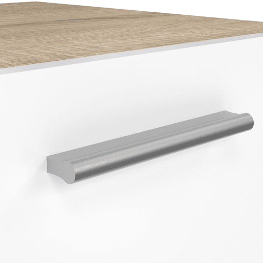 Mesa de cabeceira Segre Oak com 2 gavetas, carvalho patinado e branco alto brilho, 40 x 41 x 43 cm Mesa de cabeceira Segre Oak com 2 gavetas, carvalho patinado e branco alto brilho, 40 x 41 x 43 cm