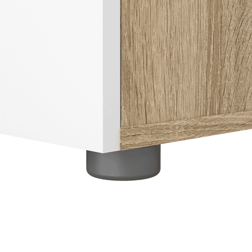 Mesa de cabeceira Segre Oak com 2 gavetas, carvalho patinado e branco alto brilho, 40 x 41 x 43 cm Mesa de cabeceira Segre Oak com 2 gavetas, carvalho patinado e branco alto brilho, 40 x 41 x 43 cm