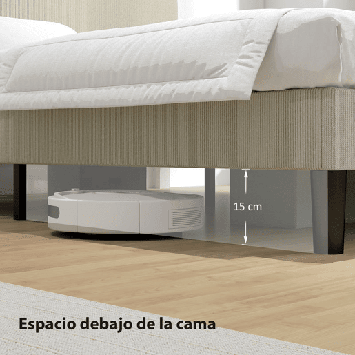 HOMCOM Cama 160x200 cm com Cabeceira Ajustável Estofada em Bombazina Ripas de Madeira Montagem Fácil Cinza Claro