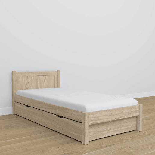 Cama individual de carvalho com gaveta N02 carvalho branqueado