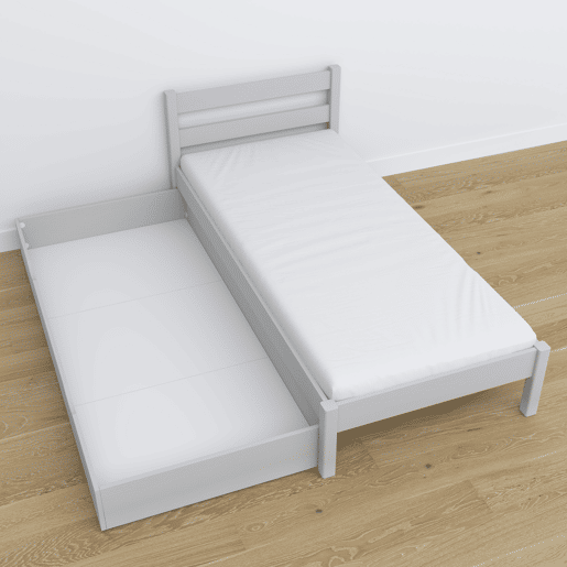 Cama individual de madeira com gaveta N01 cinza