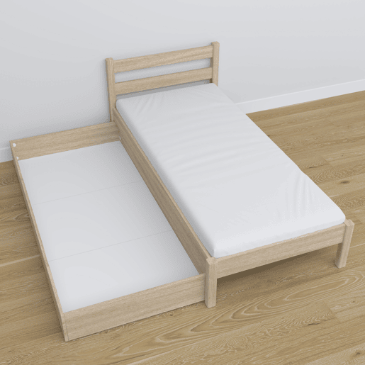 Cama individual de carvalho com gaveta N01 carvalho branqueado