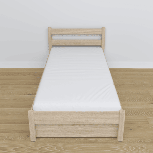 Cama individual de carvalho com gaveta N01 carvalho branqueado