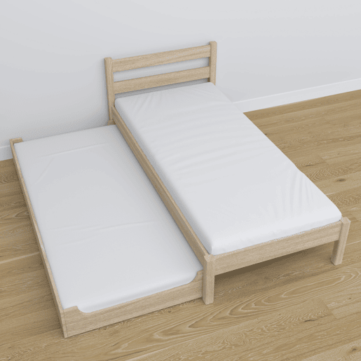 Cama individual de carvalho com gaveta para colchão N01 carvalho branqueado