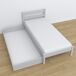 Cama individual de madera con cajón N01 80x200 Cama individual de madera con cajón N01 80x200 Blanco/ Gris