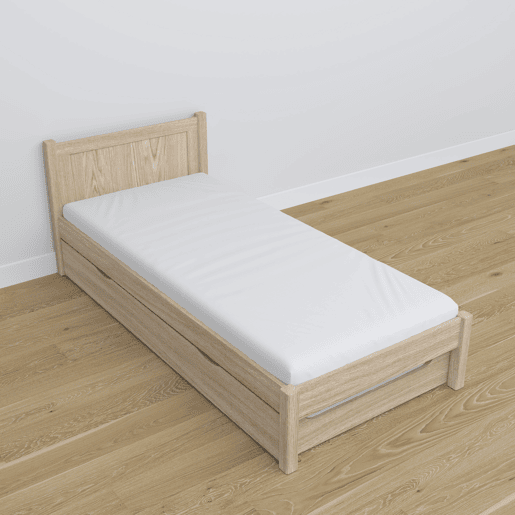Cama individual de carvalho com gaveta para colchão N02 carvalho branqueado