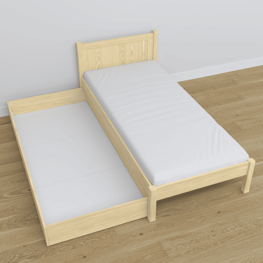 Cama individual de madeira com gaveta N02 pinho incolor