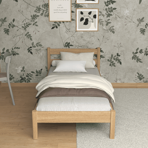 Cama individual de carvalho N01 carvalho natural